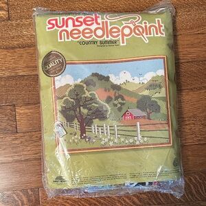 Vintage New in Packaging ‎ “Country Summer” Sunset Designs Needlepoint Kit